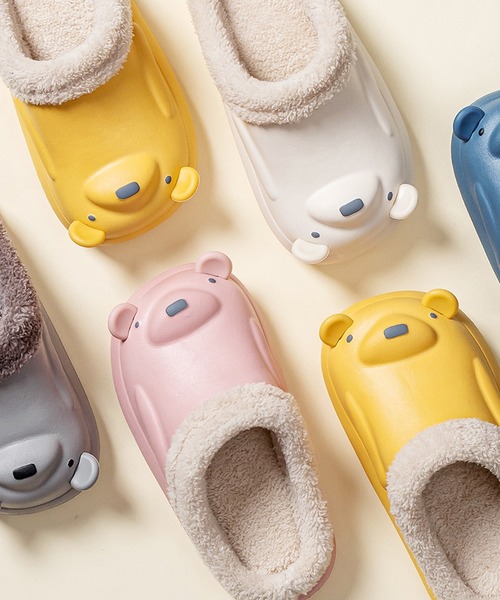 aimoha(アイモハ)の「【aimoha-KIDS-】【定番】激かわいい立体的なクマ 防水ボアルームシューズ(ルームシューズ/スリッパ・キッズ・ベージュ/グレー/ピンク/イエロー・22cm/17cm/18cm/19cm/20cm/21cm/19㎝)」の8枚目の写真
