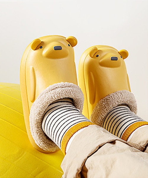 aimoha(アイモハ)の「【aimoha-KIDS-】【定番】激かわいい立体的なクマ 防水ボアルームシューズ(ルームシューズ/スリッパ・キッズ・ベージュ/グレー/ピンク/イエロー・22cm/17cm/18cm/19cm/20cm/21cm/19㎝)」の9枚目の写真