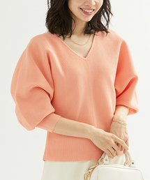 Rouge vif | リブドルマンストレッチニットプルオーバー(ニット/セーター)