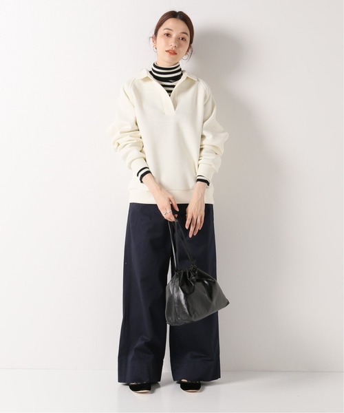 IENA（イエナ）の「コットンサテンワイドチノパンツ（チノパンツ・レディース・ネイビー/アイボリー・38/36/34）」の5枚目の写真