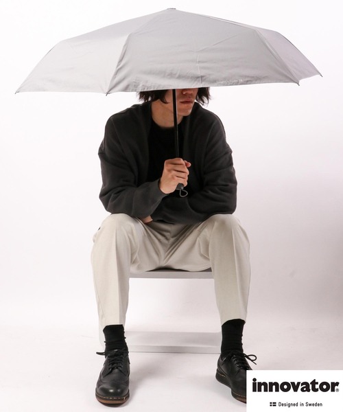 innovator(イノベーター)の「innovator 晴雨兼用自動開閉傘 55cm(折りたたみ傘・レディース・グリーン/オレンジ/ブルー系その他/ブルー/ブラック/B/C/A・55)」の8枚目の写真