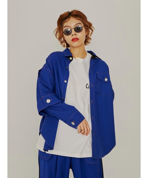 PAMEO POSE（パメオポーズ）の「Double Sleeve Shirts（シャツ/ブラウス・レディース・ブラック/ベージュ/オレンジ/ブルー・FREE）」の4枚目の写真