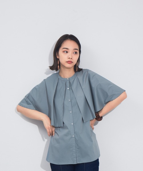 NOMINE（ノミネ）の「ギャザーボリューム襟カラーシャツ（シャツ/ブラウス・レディース・ホワイト/ブラック/ベージュ/セージグリーン・フリー）」の6枚目の写真