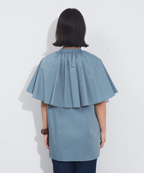 NOMINE（ノミネ）の「ギャザーボリューム襟カラーシャツ（シャツ/ブラウス・レディース・ホワイト/ブラック/ベージュ/セージグリーン・フリー）」の9枚目の写真