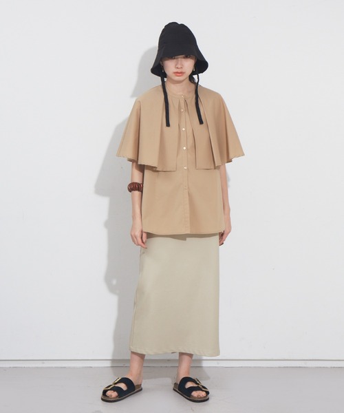 NOMINE（ノミネ）の「ギャザーボリューム襟カラーシャツ（シャツ/ブラウス・レディース・ホワイト/ブラック/ベージュ/セージグリーン・フリー）」の5枚目の写真