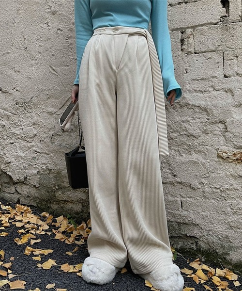 大人ハンサムリブワイドパンツ Zozotown限定