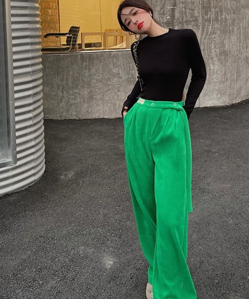 大人ハンサムリブワイドパンツ Zozotown限定