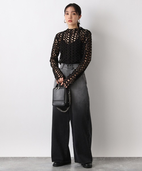 JEANASIS（ジーナシス）の「ホールクラッシュプルオーバーLS/266987（Tシャツ/カットソー・レディース・ブラック/グレー系・FREE）」の12枚目の写真