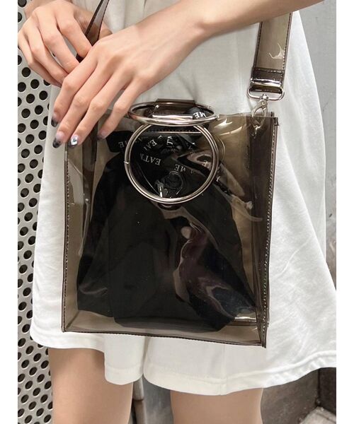 EATME（イートミー）の「PVC EATME BAG（ハンドバッグ・レディース・ブラック/クリア・FREE）」の4枚目の写真