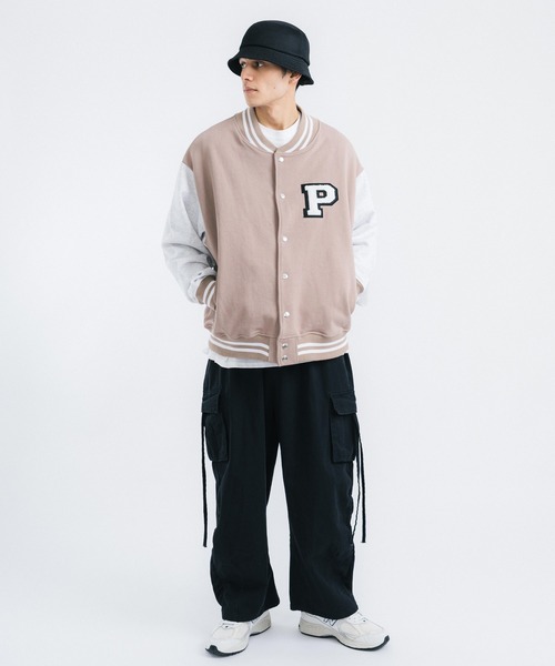 Ressaca（レサーカ）の「オーバーサイズ 裏毛 ロゴワッペンスタジャン（スタジャン・メンズ・ベージュ/グリーン/ブラック・L/M）」の9枚目の写真