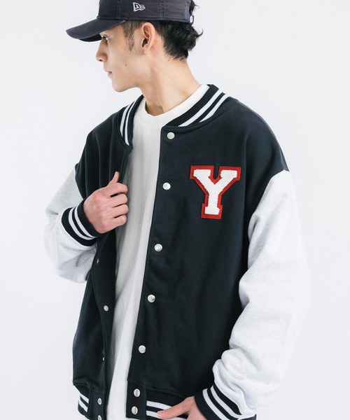 Ressaca（レサーカ）の「オーバーサイズ 裏毛 ロゴワッペンスタジャン（スタジャン・メンズ・ベージュ/グリーン/ブラック・L/M）」の4枚目の写真