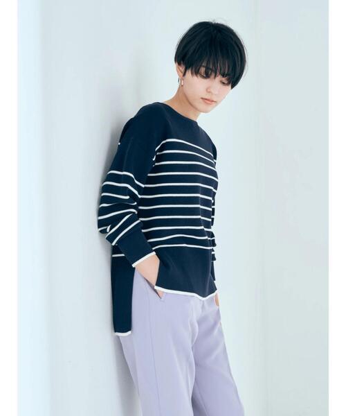 YECCA VECCA（イェッカヴェッカ）の「クルーネックボーダーニット（ニット/セーター・レディース・ネイビー/グリーン/オフホワイト・FREE）」の8枚目の写真