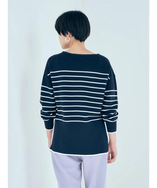 YECCA VECCA（イェッカヴェッカ）の「クルーネックボーダーニット（ニット/セーター・レディース・ネイビー/グリーン/オフホワイト・FREE）」の10枚目の写真