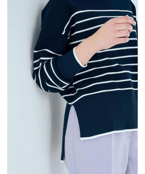 YECCA VECCA（イェッカヴェッカ）の「クルーネックボーダーニット（ニット/セーター・レディース・ネイビー/グリーン/オフホワイト・FREE）」の12枚目の写真