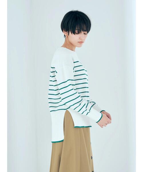 YECCA VECCA（イェッカヴェッカ）の「クルーネックボーダーニット（ニット/セーター・レディース・ネイビー/グリーン/オフホワイト・FREE）」の16枚目の写真