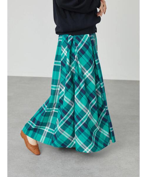 AMERICAN HOLIC（アメリカンホリック）の「切り替えフレアスカート（スカート・レディース・ストライプ/グリーン系その他5/その他5/チェック・L/M）」の7枚目の写真