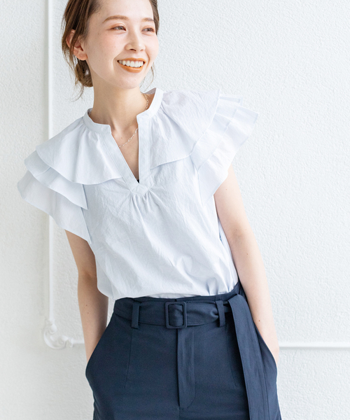 IENA - イエナ iena ミリオーネノースリーブブラウス IENA（イエナ）の「ティアードギャザーノースリーブブラウス