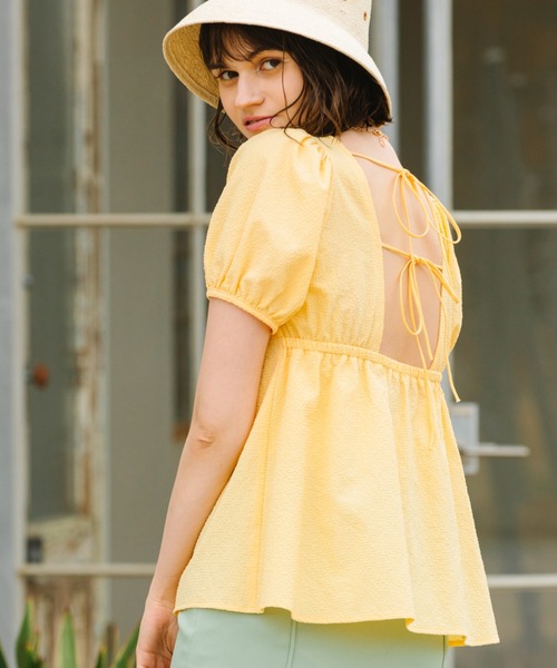 Cheek（チーク）の「バックシャンブラウス（シャツ/ブラウス・レディース・ブラック/オフホワイト/イエロー・MEDIUM）」の3枚目の写真