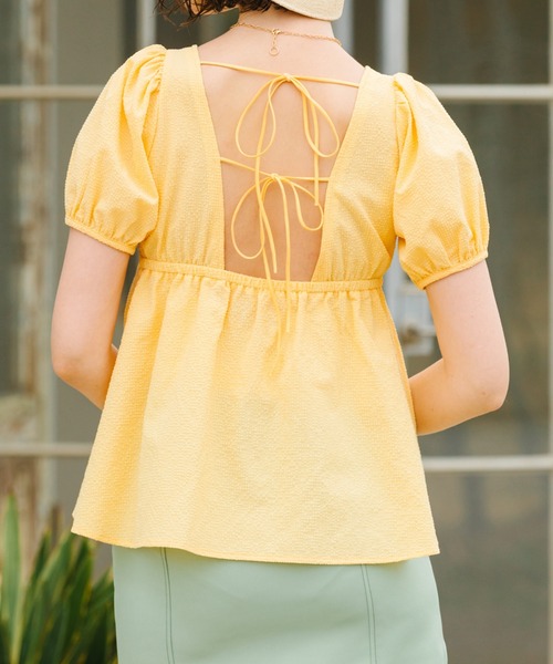 Cheek（チーク）の「バックシャンブラウス（シャツ/ブラウス・レディース・ブラック/オフホワイト/イエロー・MEDIUM）」の14枚目の写真