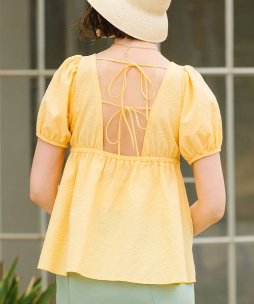 Cheek（チーク）の「バックシャンブラウス（シャツ/ブラウス・レディース・ブラック/オフホワイト/イエロー・MEDIUM）」の16枚目の写真