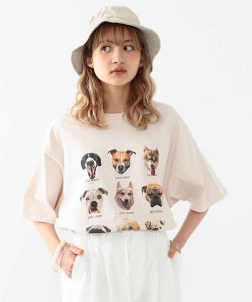 YUYA × BeAMS DOT(ユウヤバイビームスドット)の「YUYA × BeAMS DOT / “DOG ”プリント Tシャツ(Tシャツ/カットソー・メンズ・ベージュ/ホワイト・MEDIUM/LARGE)」の1枚目の写真