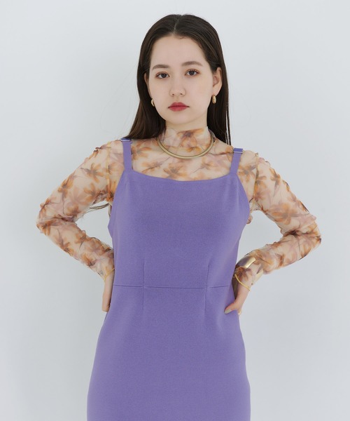 TINA：JOJUN（ティーナジョジュン）の「スタンドカラー チュールシアートップス TINA：JOJUN（Tシャツ/カットソー・レディース・ホワイト/ネイビー/ブラウン/オレンジ系その他・M）」の5枚目の写真