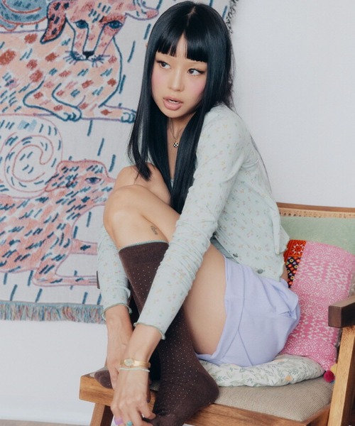 Bonjour Girl（ボンジュールガール）の「【minjiena/ミンジエナ】mint smile button cardigan ミントスマイルボタンカーディガン（カーディガン/ボレロ・レディース・ライトグリーン・FREE）」の7枚目の写真