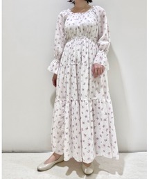 gelato pique ジェラートピケ リトルローズ柄ドレス グレー