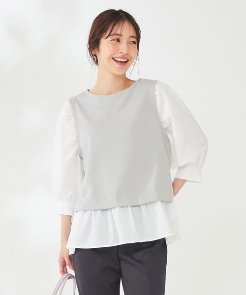 ANY SIS（エニィスィス）の「ペプラムドッキング カットソー（Tシャツ/カットソー・レディース・ブラック系/ライトグレー系/ピンク系・2）」の3枚目の写真