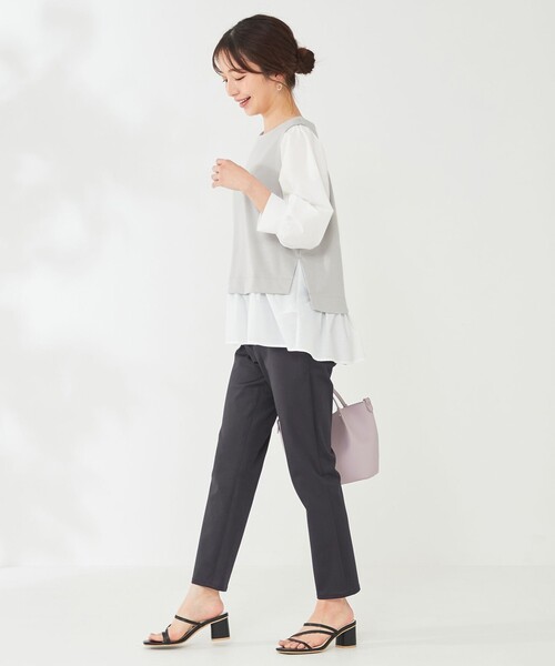 ANY SIS（エニィスィス）の「ペプラムドッキング カットソー（Tシャツ/カットソー・レディース・ブラック系/ライトグレー系/ピンク系・2）」の5枚目の写真