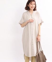 ◆【洗濯機可】シアー スラブ 前開きワンピース
