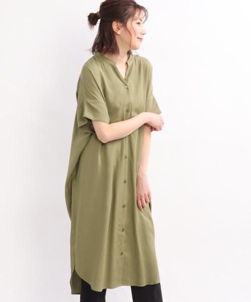 SHOO・LA・RUE（シューラルー）の「◆【洗濯機可】シアー スラブ 前開きワンピース（ワンピース・レディース・オフホワイト/オレンジ/ブラック/オリーブ・00）」の3枚目の写真