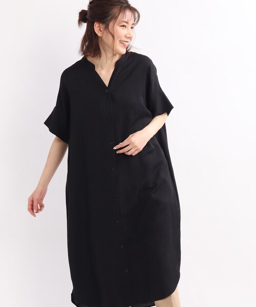 SHOO・LA・RUE（シューラルー）の「◆【洗濯機可】シアー スラブ 前開きワンピース（ワンピース・レディース・オフホワイト/オレンジ/ブラック/オリーブ・00）」の2枚目の写真