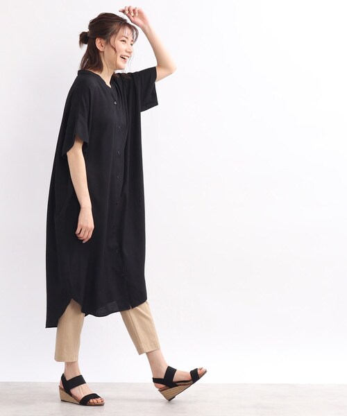 SHOO・LA・RUE（シューラルー）の「◆【洗濯機可】シアー スラブ 前開きワンピース（ワンピース・レディース・オフホワイト/オレンジ/ブラック/オリーブ・00）」の15枚目の写真