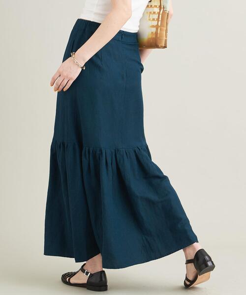 BEAUTY&YOUTH united arrows リネン レーヨン　スカート リネンレーヨンブレンド フレアスカート ―ウォッシャブル―