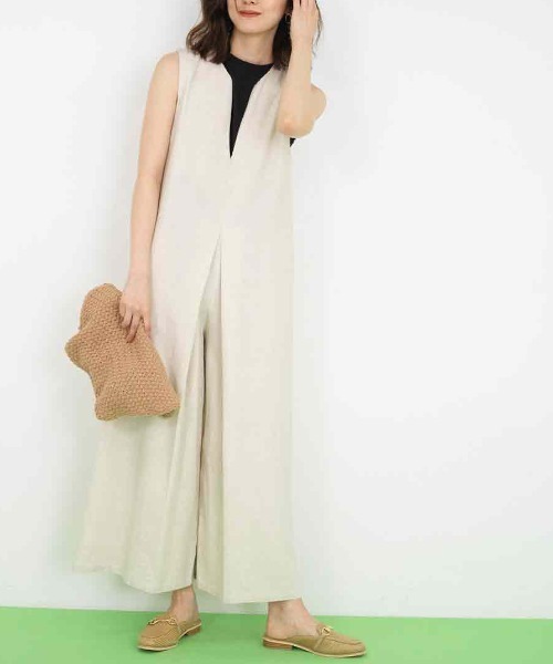 セール】リネンVネックサロペット（サロペット/オーバーオール