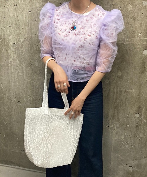 Casselini（キャセリーニ）の「フラワーシアートート（トートバッグ・レディース・ホワイト/イエロー/ピンク/ブラック・FREE）」の2枚目の写真