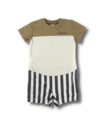Tシャツ重ね着風半袖カバーオール