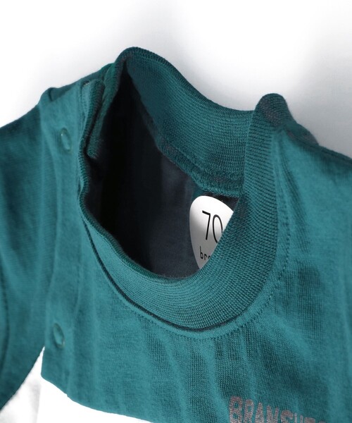 BRANSHES(ブランシェス)の「Tシャツ重ね着風半袖カバーオール(ロンパース・キッズ・ブラウン/グリーン・80/70)」の12枚目の写真