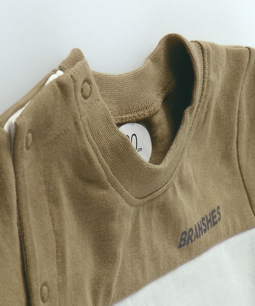BRANSHES(ブランシェス)の「Tシャツ重ね着風半袖カバーオール(ロンパース・キッズ・ブラウン/グリーン・80/70)」の6枚目の写真