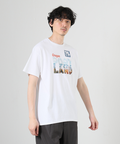 JOURNAL STANDARD(ジャーナルスタンダード)の「TAKE IT TAKE STORE PORT LAND TEE(Tシャツ/カットソー・メンズ・ホワイト/オレンジ・LARGE/MEDIUM)」の2枚目の写真