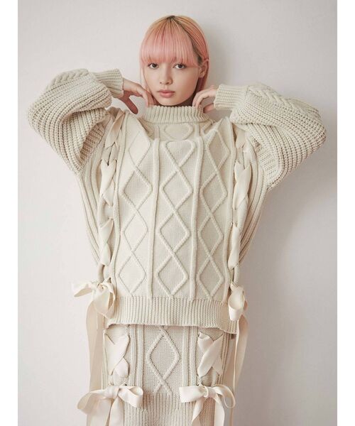 merry jenny(メリージェニー)の「ribbon ribbon knit PO(ニット/セーター・レディース・アイボリー/ブラック/レッド・FREE)」の8枚目の写真