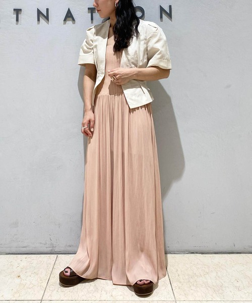 タグ付き✨美品✨エストネーション Vネックノーカラースーツ　38 ベージュ系 タグ付き✨美品✨エストネーション Vネックノーカラースーツ38