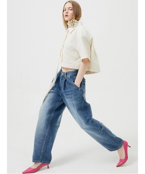 ESC STUDIO(イーエスシースタジオ)の「【ESC STUDIO/イーエスシースタジオ】washing denim pocket pants/ウォッシング デニム ポケット パンツ ジーンズ ワイドデニムパンツ(デニムパンツ・メンズ・ブラック/ブルー・01/02)」の2枚目の写真