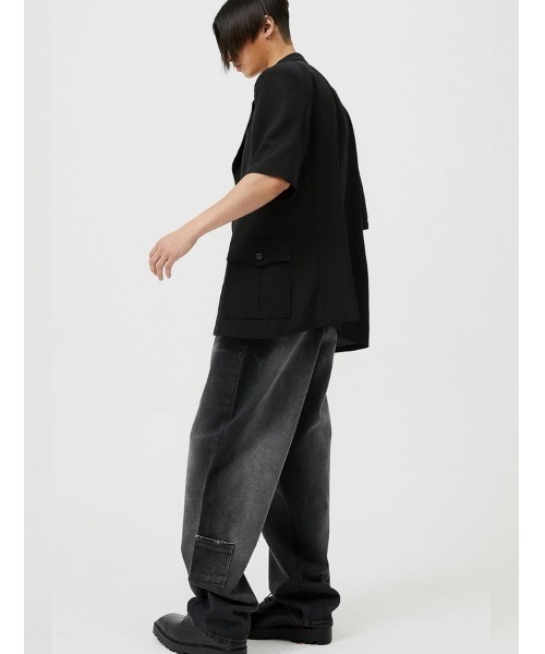 ESC STUDIO(イーエスシースタジオ)の「【ESC STUDIO/イーエスシースタジオ】washing denim pocket pants/ウォッシング デニム ポケット パンツ ジーンズ ワイドデニムパンツ(デニムパンツ・メンズ・ブラック/ブルー・01/02)」の4枚目の写真