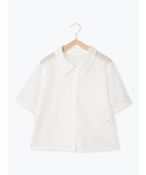 ehka sopo(エヘカソポ)の「総レースシャツ(シャツ/ブラウス・レディース・ブラック/オフホワイト/サックスブルー/ピンク・フリ-)」の1枚目の写真