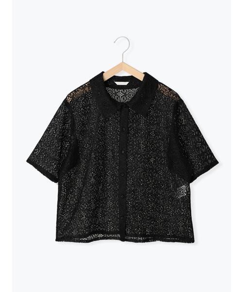 ehka sopo(エヘカソポ)の「総レースシャツ(シャツ/ブラウス・レディース・ブラック/オフホワイト/サックスブルー/ピンク・フリ-)」の2枚目の写真