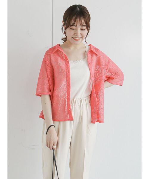 ehka sopo(エヘカソポ)の「総レースシャツ(シャツ/ブラウス・レディース・ブラック/オフホワイト/サックスブルー/ピンク・フリ-)」の12枚目の写真