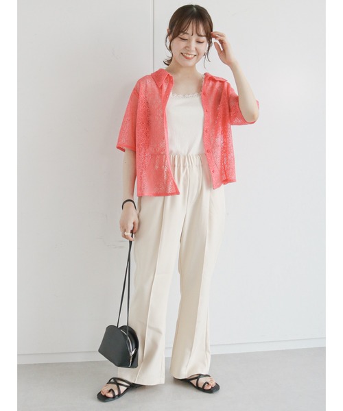 ehka sopo(エヘカソポ)の「総レースシャツ(シャツ/ブラウス・レディース・ブラック/オフホワイト/サックスブルー/ピンク・フリ-)」の9枚目の写真