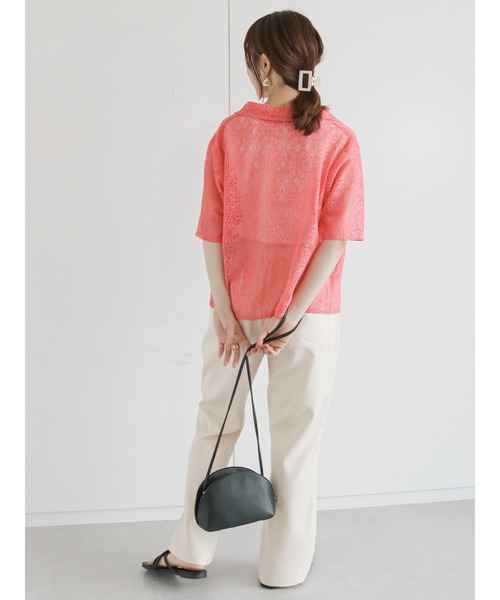 ehka sopo(エヘカソポ)の「総レースシャツ(シャツ/ブラウス・レディース・ブラック/オフホワイト/サックスブルー/ピンク・フリ-)」の5枚目の写真